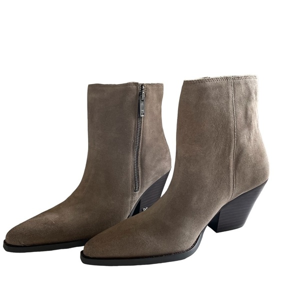 Sam Edelman Jane Bootie Desert Olive Leather Stacked Heel Zip Up Size 10 NWT - Picture 3 of 11